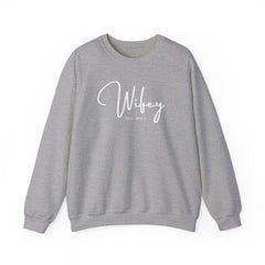 The Wifey Everyday Sweatshirt Sport Grey Bachlor Bachlorette Bachlorette party Couples Crew neck DTG Gift Hubby Men's Clothing Newly wed Newly wed sweatshirt Regular fit Sweatshirts Unisex Valentine's Day Picks Wifey Women's Clothing Sweatshirt