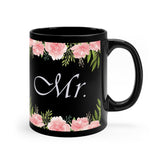 Flowery Mr. Mug 11oz 11oz Bachelor Bachelorette Back-to-School Black base Bride Ceramic Coffee Mugs Gift Glossy Groom Home & Living Mr Mrs Mugs Newly weds Seasonal Picks Sublimation Mug