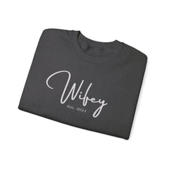 The Wifey Everyday Sweatshirt Bachlor Bachlorette Bachlorette party Couples Crew neck DTG Gift Hubby Men's Clothing Newly wed Newly wed sweatshirt Regular fit Sweatshirts Unisex Valentine's Day Picks Wifey Women's Clothing Sweatshirt