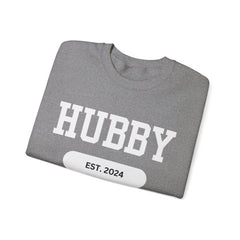 Hubby Sports Sweatshirt bachelor bachlorette Bridal shower couple Crew neck DTG engagement gifts hubby Men's Clothing new wife newly weds Party Regular fit sports Sweatshirts Unisex Valentine's Day Picks wifey Women's Clothing Sweatshirt