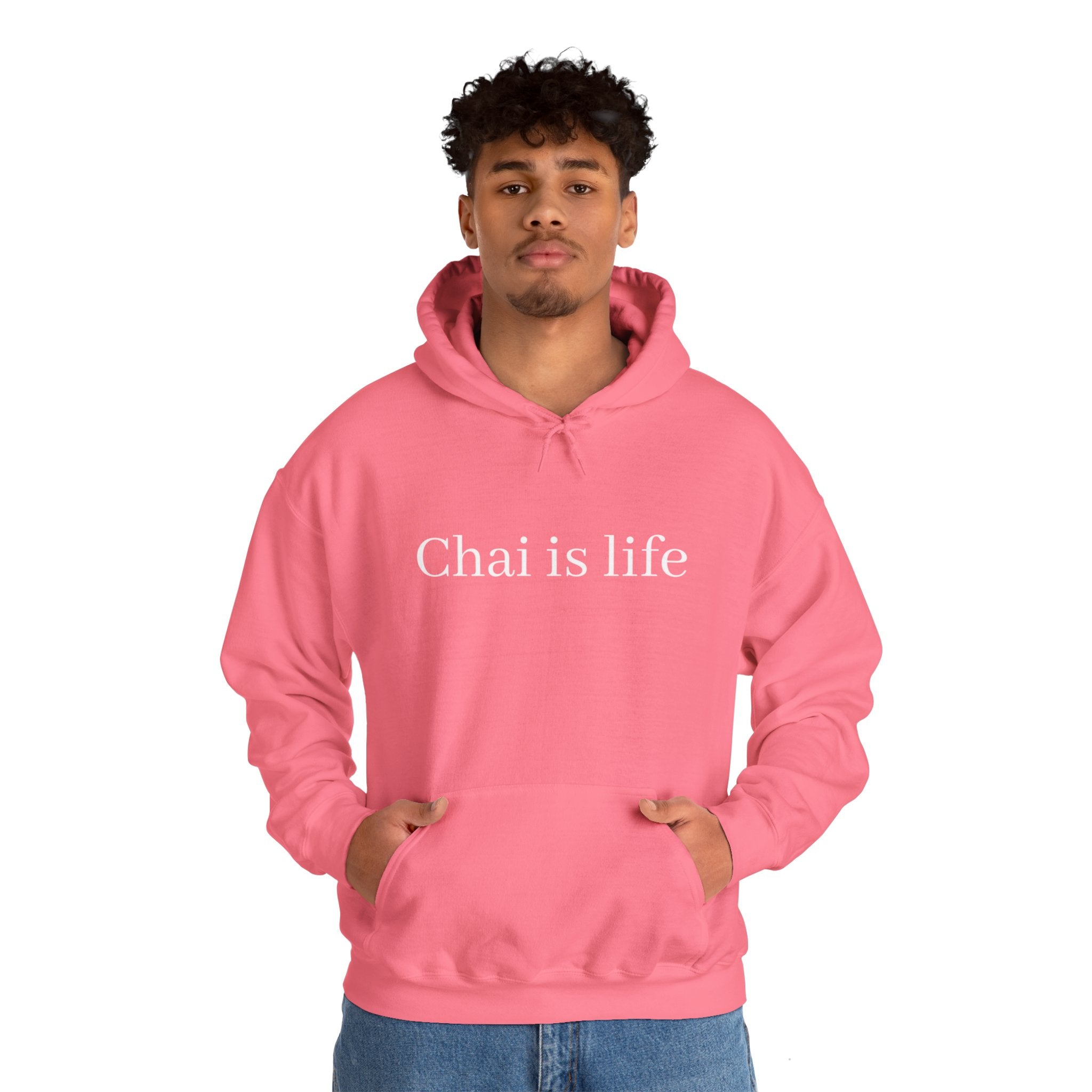 The Chai Life Sweatshirt Safety Pink Chai Chai Lover DTG Gift Hoodies Men's Clothing Regular fit Unisex Women's Clothing Hoodie