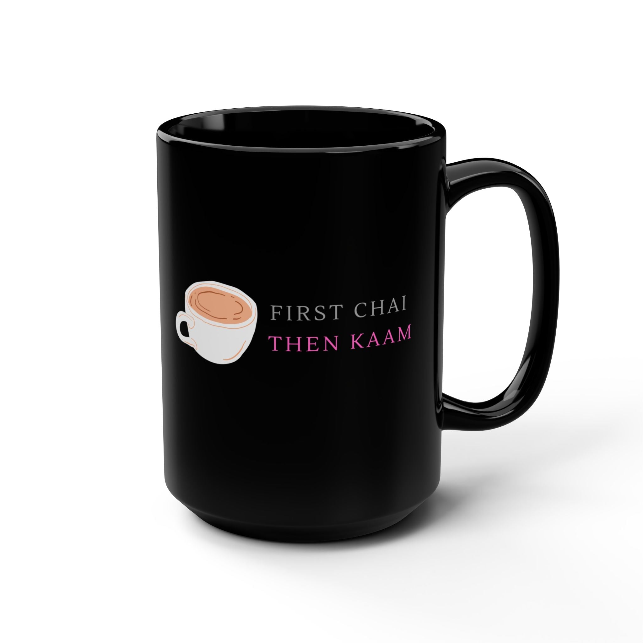 Chai Elegance: The Black Beauty Mug (Double Sided Print)