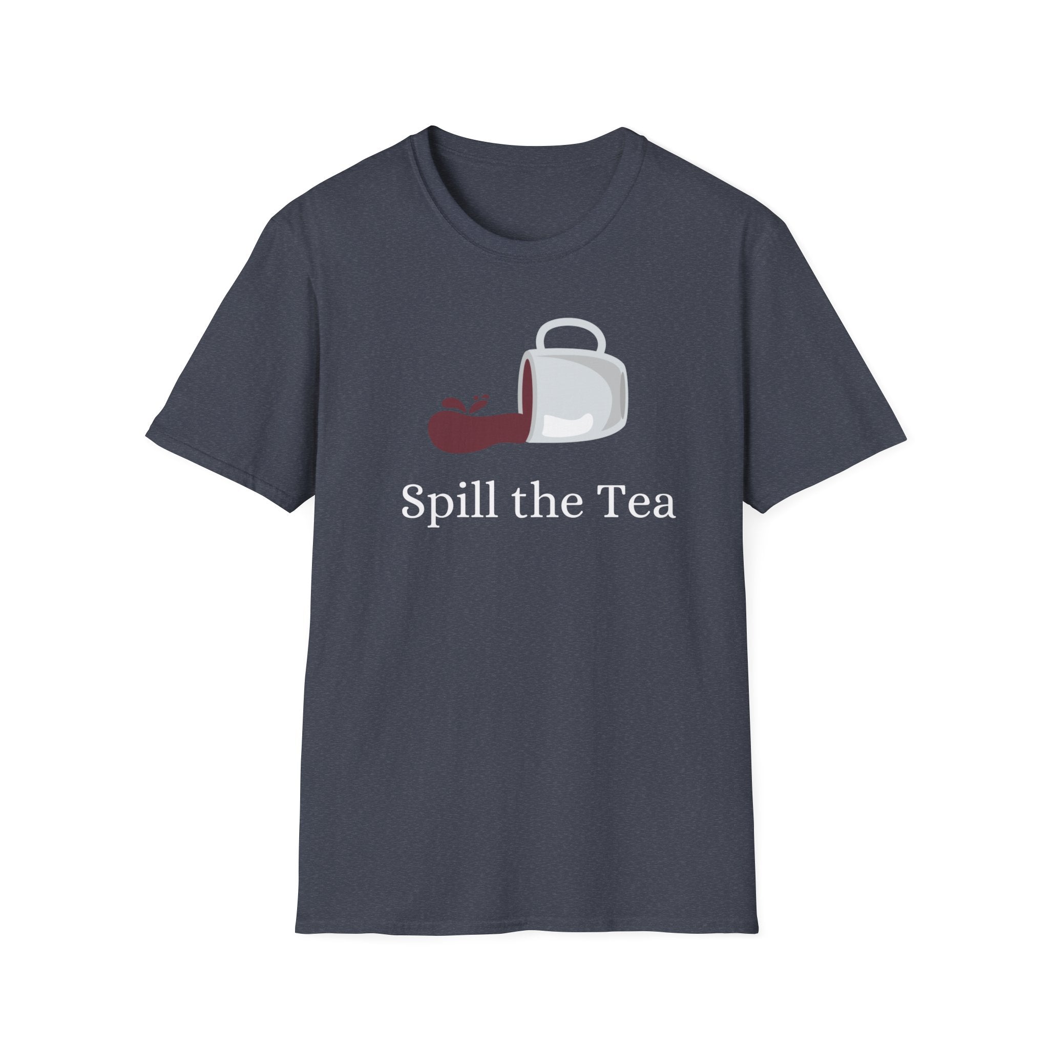 Spill The Tea Tshirt Heather Navy Chai Chai Lover Cotton Crew neck DTG Gift Men's Clothing Neck Labels Regular fit T-shirts Women's Clothing T-Shirt