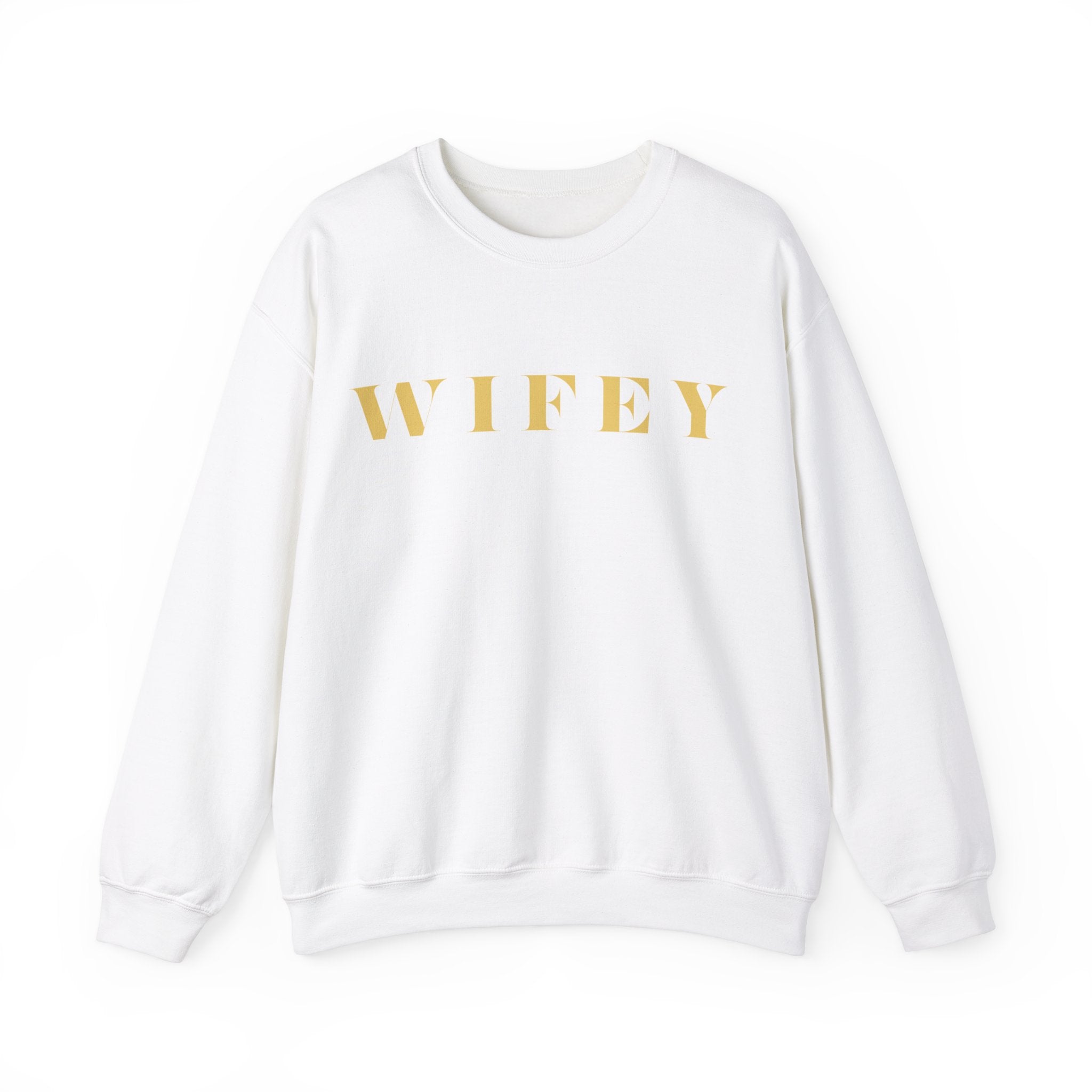 Wifey Statement Sweatshirt White bachlorette Bridal shower couple Crew neck DTG engagement gifts hubby Men's Clothing new wife newly weds Party Regular fit Sweatshirts Unisex Valentine's Day Picks wifey Women's Clothing Sweatshirt