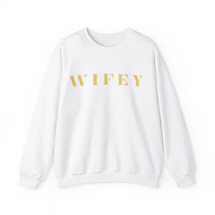 Wifey Statement Sweatshirt White bachlorette Bridal shower couple Crew neck DTG engagement gifts hubby Men's Clothing new wife newly weds Party Regular fit Sweatshirts Unisex Valentine's Day Picks wifey Women's Clothing Sweatshirt