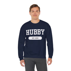 Hubby Sports Sweatshirt bachelor bachlorette Bridal shower couple Crew neck DTG engagement gifts hubby Men's Clothing new wife newly weds Party Regular fit sports Sweatshirts Unisex Valentine's Day Picks wifey Women's Clothing Sweatshirt