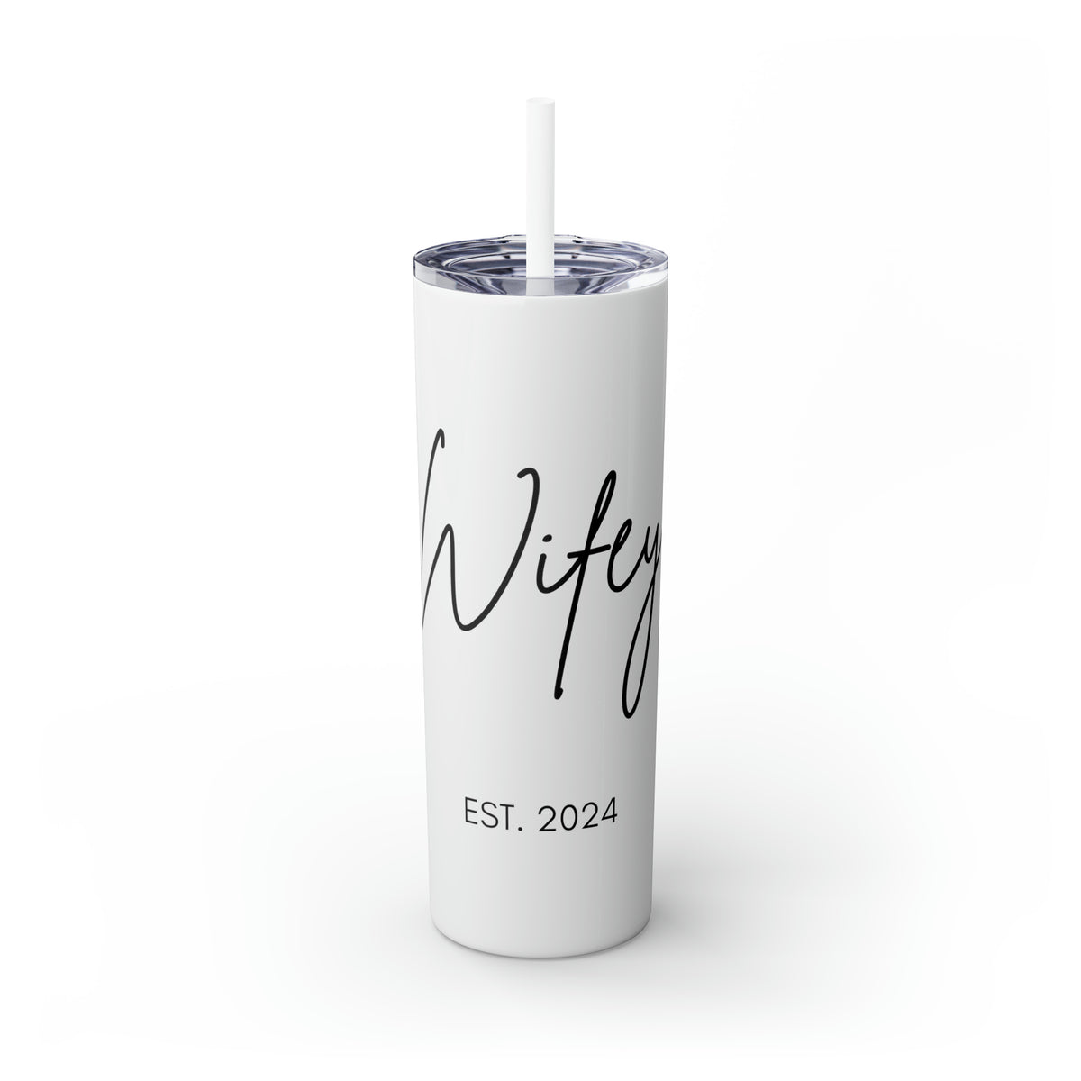 Tumbler for the Wifey with Straw Glossy White 20oz 20 oz Bach Party Bachelor Bachlorette Bottles & Tumblers Classy Convenience Drink Drinks Gift Home & Living husband Outdoor Stainless steel Travel Travel Accessories Tumblers wife Wifey Tumblers