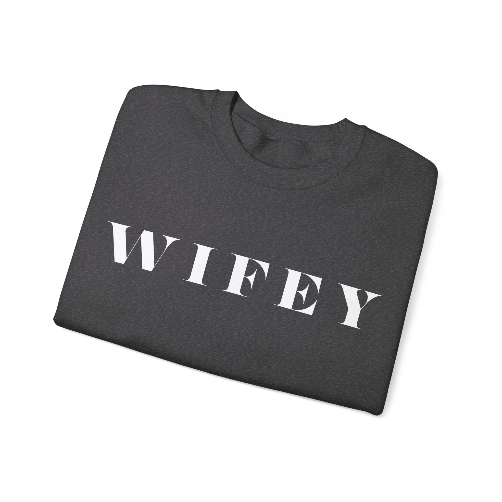 Wifey Statement Sweatshirt bachlorette Bridal shower couple Crew neck DTG engagement gifts hubby Men's Clothing new wife newly weds Party Regular fit Sweatshirts Unisex Valentine's Day Picks wifey Women's Clothing Sweatshirt