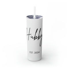 Tumbler for the Hubby with Straw Glossy White 20oz 20 oz Bach Party Bachelor Bachlorette Bottles & Tumblers Classy Convenience Drink Drinks Gift Home & Living husband Outdoor Stainless steel Travel Travel Accessories Tumblers wife Wifey Tumblers