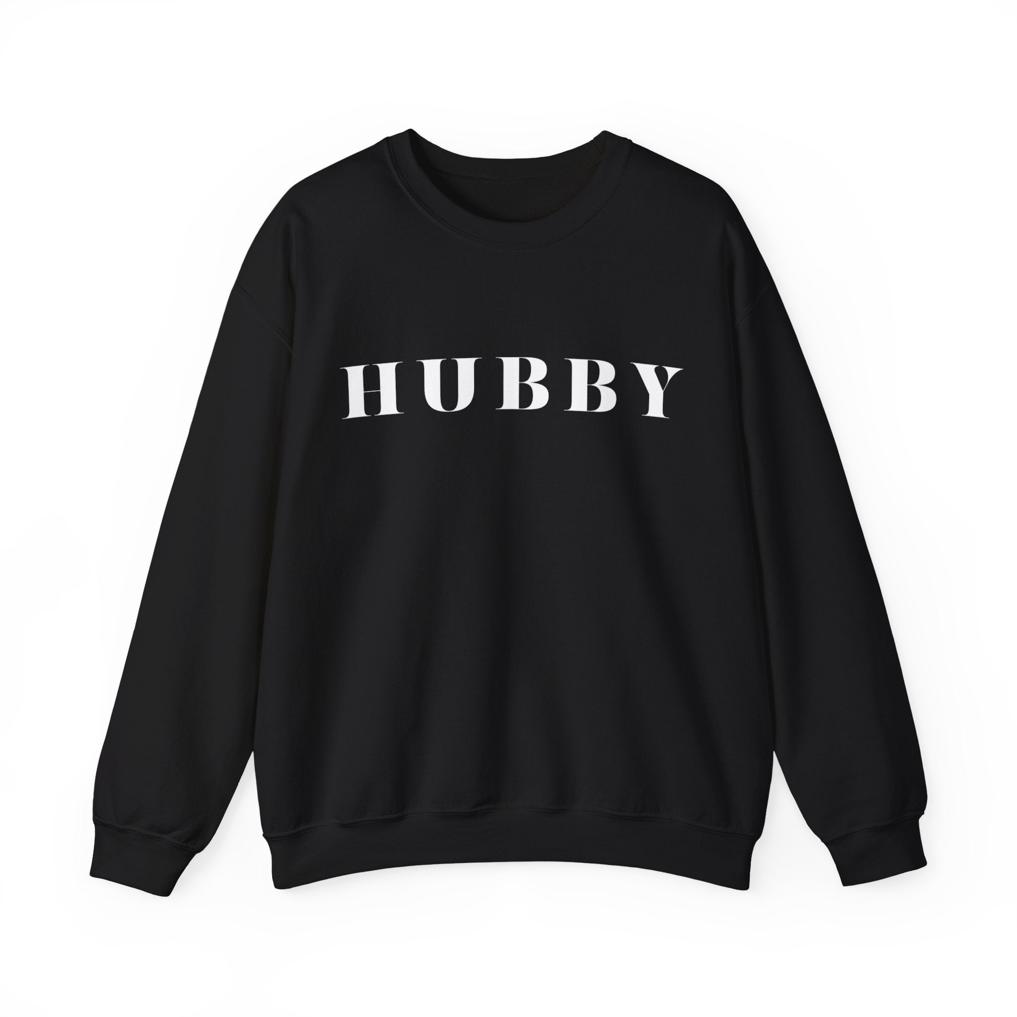 Hubby Statement Sweatshirt Black bachelor bachlorette Bridal shower couple Crew neck DTG engagement gifts hubby Men's Clothing new wife newly weds Party Regular fit Sweatshirts Unisex Valentine's Day Picks wifey Women's Clothing Sweatshirt