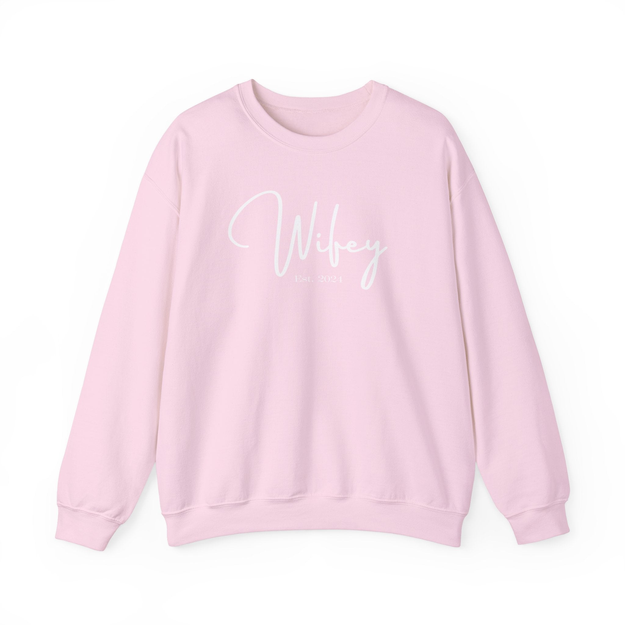 The Wifey Everyday Sweatshirt Light Pink Bachlor Bachlorette Bachlorette party Couples Crew neck DTG Gift Hubby Men's Clothing Newly wed Newly wed sweatshirt Regular fit Sweatshirts Unisex Valentine's Day Picks Wifey Women's Clothing Sweatshirt