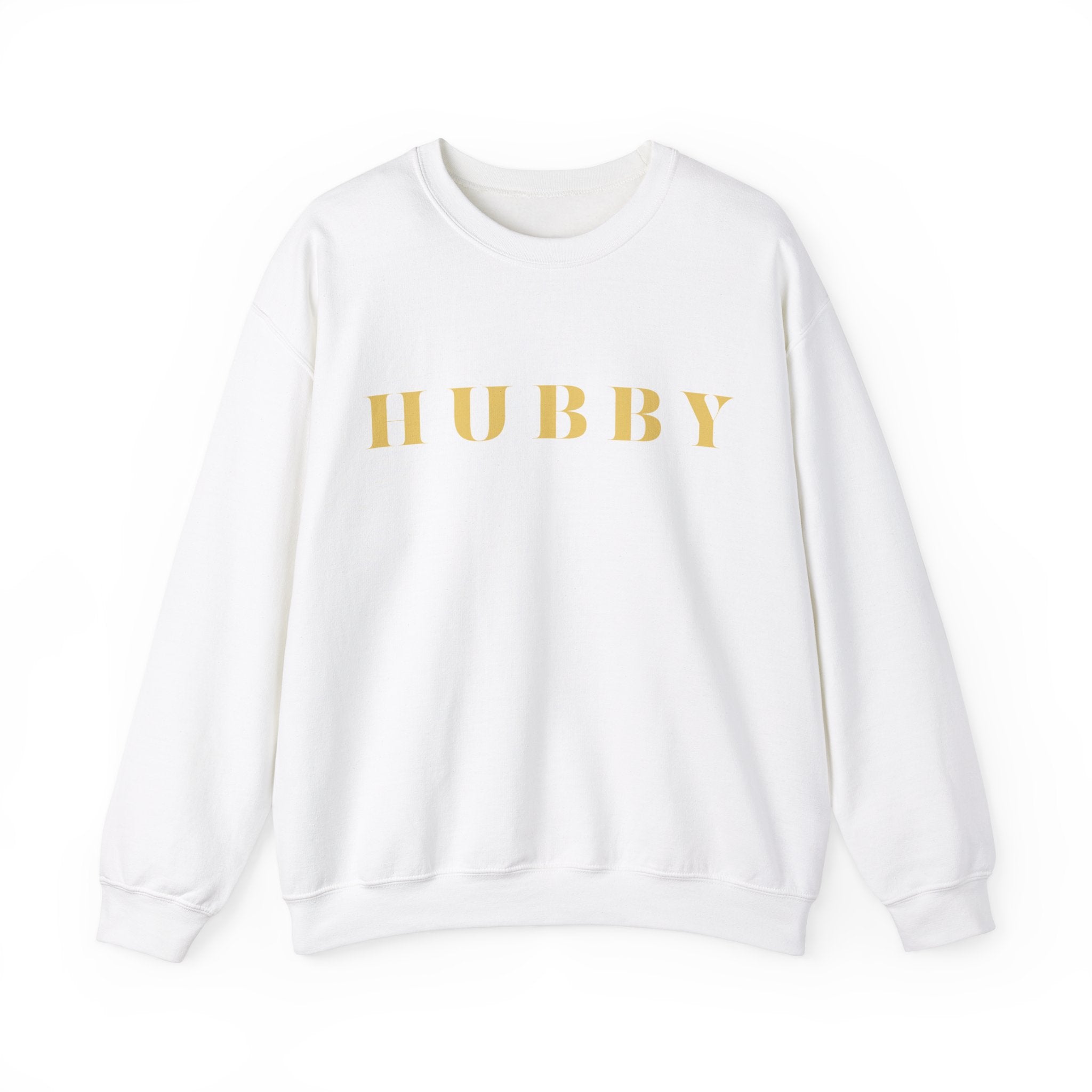 Hubby Statement Sweatshirt White bachelor bachlorette Bridal shower couple Crew neck DTG engagement gifts hubby Men's Clothing new wife newly weds Party Regular fit Sweatshirts Unisex Valentine's Day Picks wifey Women's Clothing Sweatshirt