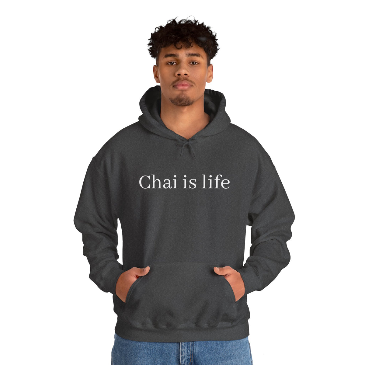 The Chai Life Sweatshirt Dark Heather Chai Chai Lover DTG Gift Hoodies Men's Clothing Regular fit Unisex Women's Clothing Hoodie