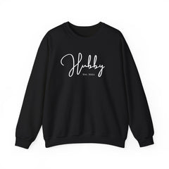 The Hubby Everyday Sweatshirt Black Bachlor Bachlorette Bachlorette party Couples Crew neck DTG Gift Hubby Men's Clothing Newly wed Newly wed sweatshirt Regular fit Sweatshirts Unisex Valentine's Day Picks Wifey Women's Clothing Sweatshirt