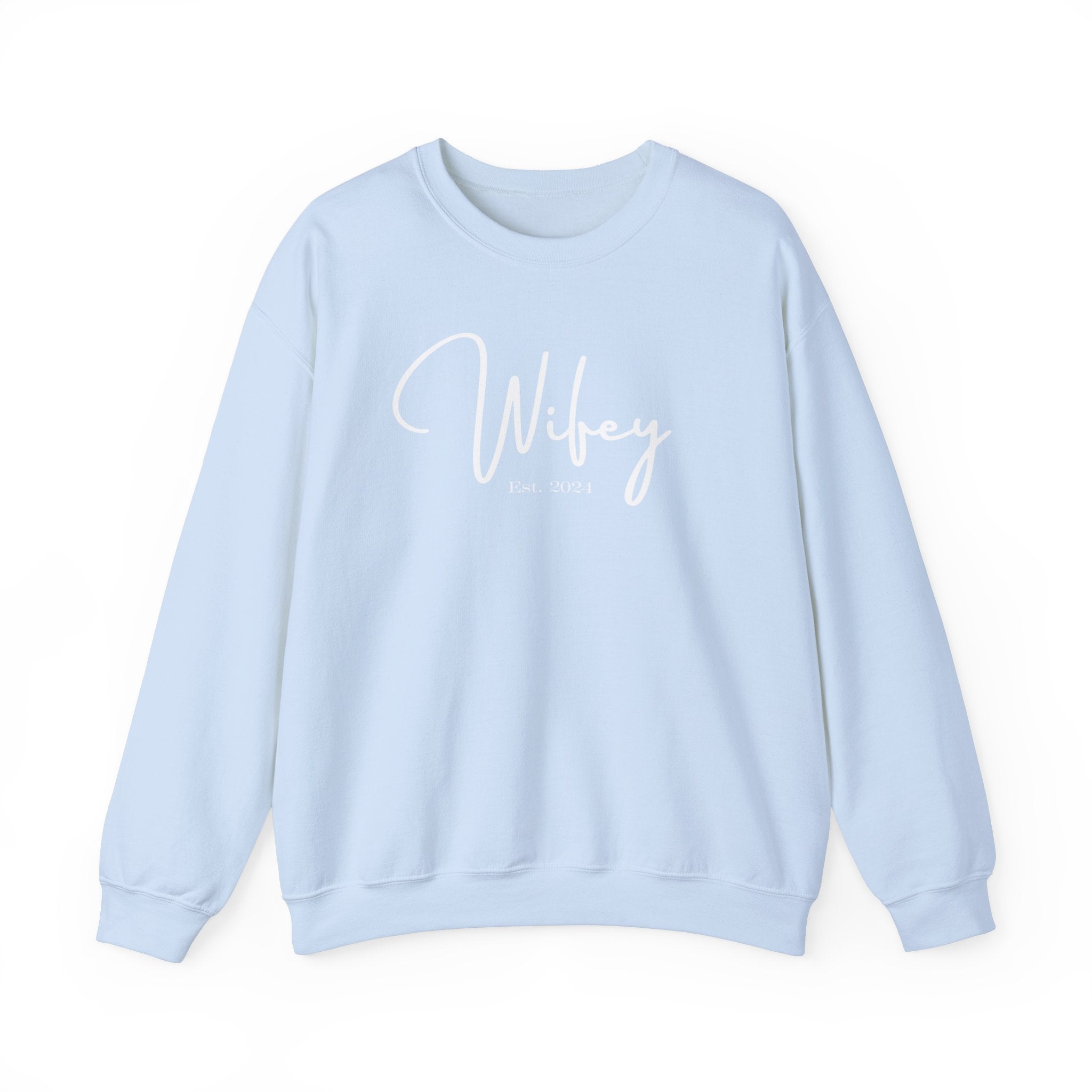 The Wifey Everyday Sweatshirt Light Blue Bachlor Bachlorette Bachlorette party Couples Crew neck DTG Gift Hubby Men's Clothing Newly wed Newly wed sweatshirt Regular fit Sweatshirts Unisex Valentine's Day Picks Wifey Women's Clothing Sweatshirt