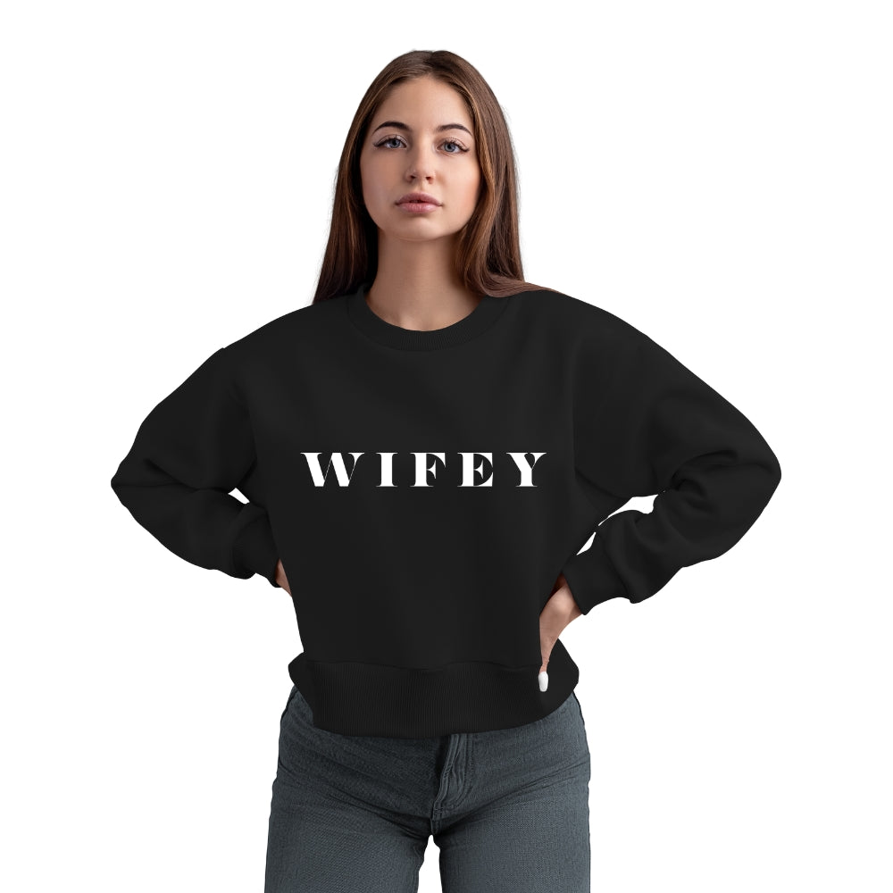 Wifey Statement Sweatshirt bachlorette Bridal shower couple Crew neck DTG engagement gifts hubby Men's Clothing new wife newly weds Party Regular fit Sweatshirts Unisex Valentine's Day Picks wifey Women's Clothing Sweatshirt