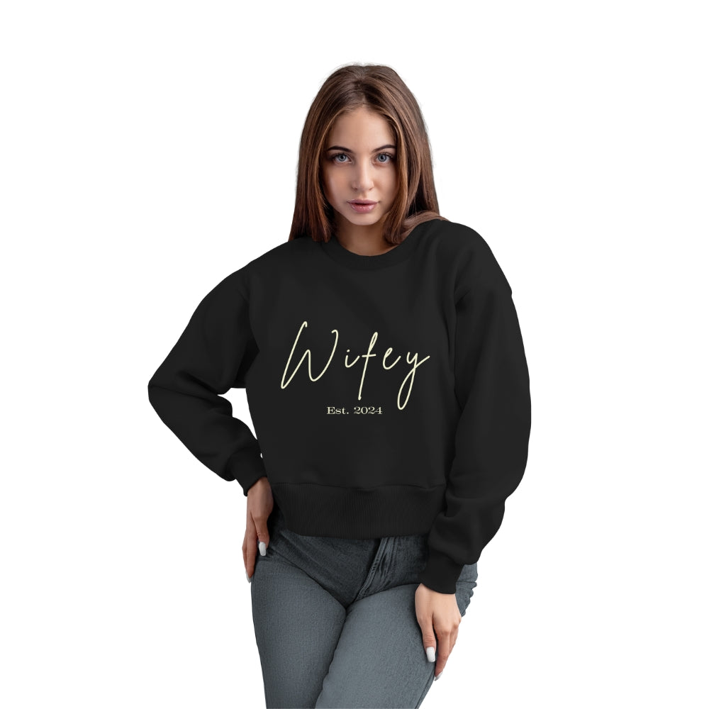 The Wifey Everyday Sweatshirt Bachlor Bachlorette Bachlorette party Couples Crew neck DTG Gift Hubby Men's Clothing Newly wed Newly wed sweatshirt Regular fit Sweatshirts Unisex Valentine's Day Picks Wifey Women's Clothing Sweatshirt