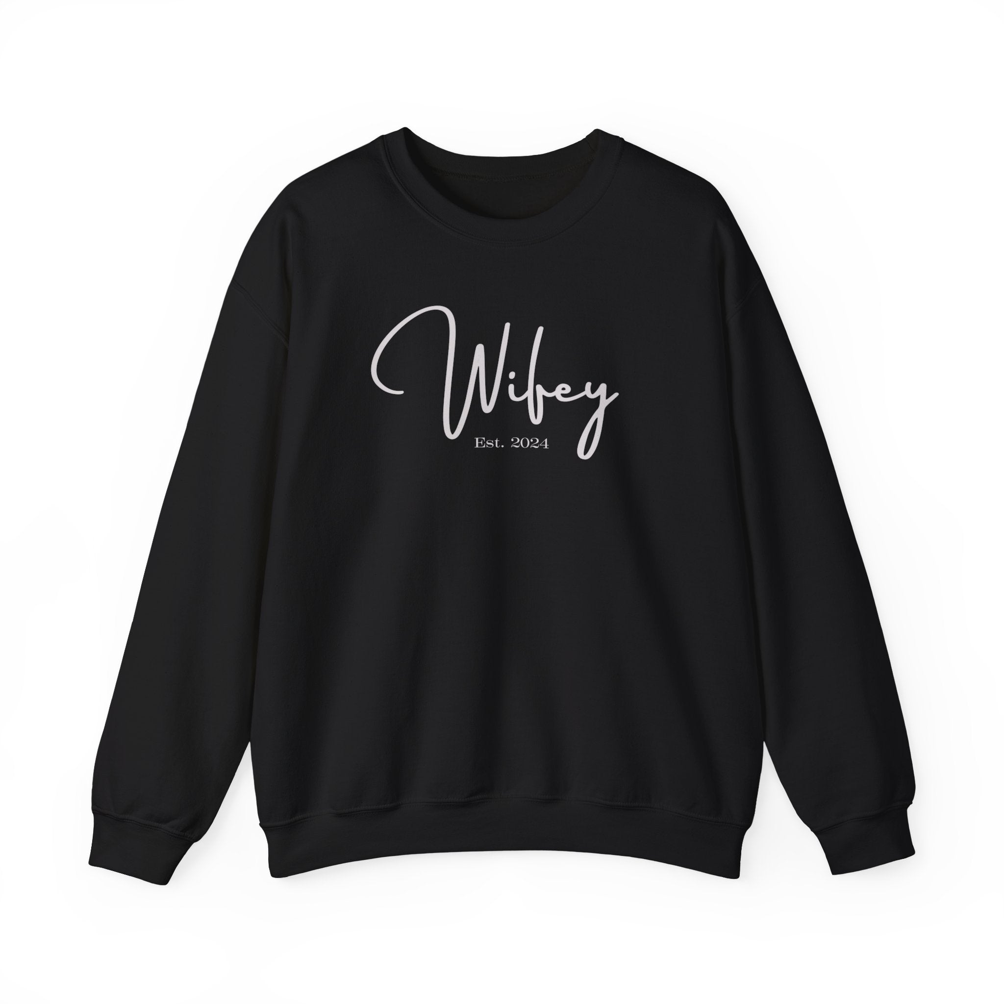 The Wifey Everyday Sweatshirt Black Bachlor Bachlorette Bachlorette party Couples Crew neck DTG Gift Hubby Men's Clothing Newly wed Newly wed sweatshirt Regular fit Sweatshirts Unisex Valentine's Day Picks Wifey Women's Clothing Sweatshirt