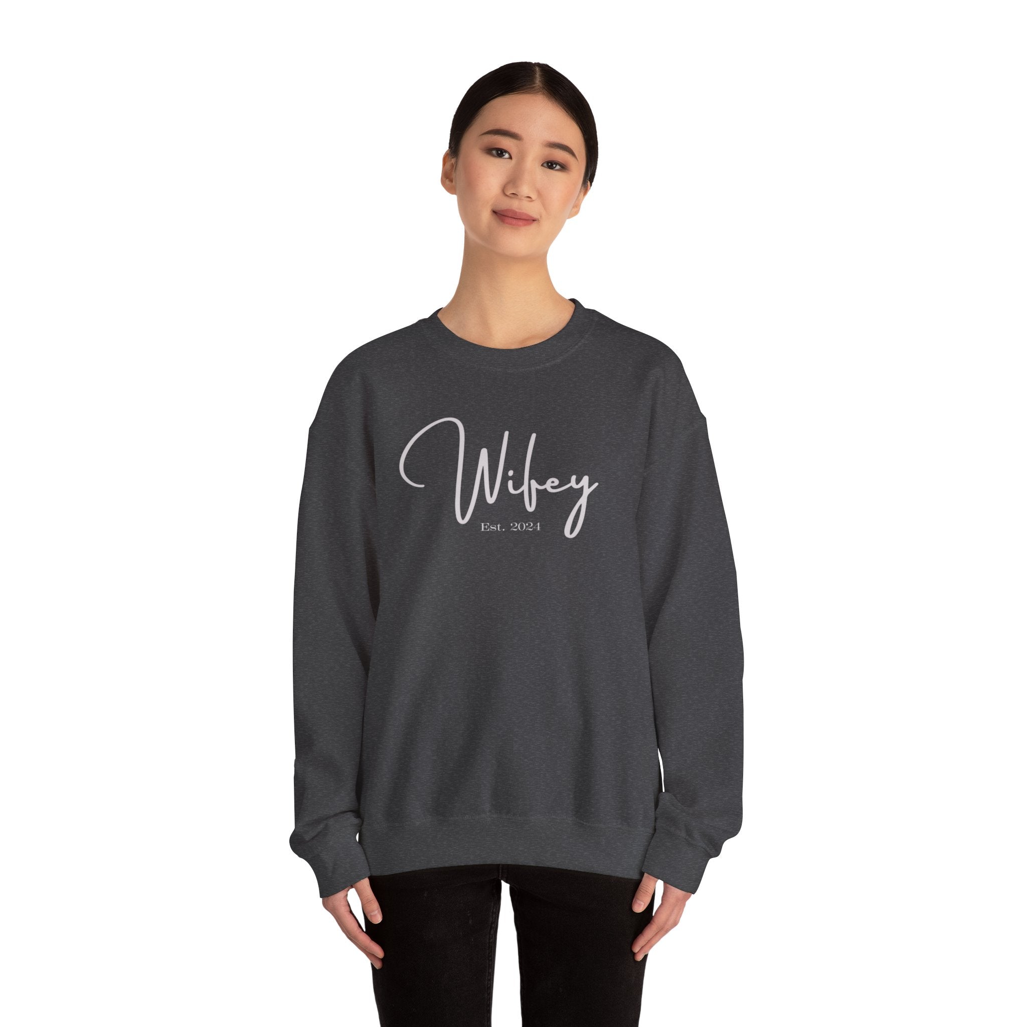 The Wifey Everyday Sweatshirt Bachlor Bachlorette Bachlorette party Couples Crew neck DTG Gift Hubby Men's Clothing Newly wed Newly wed sweatshirt Regular fit Sweatshirts Unisex Valentine's Day Picks Wifey Women's Clothing Sweatshirt