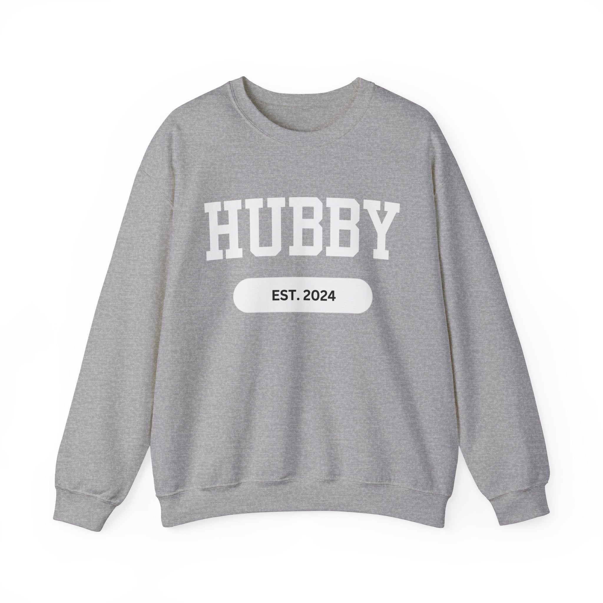 Hubby Sports Sweatshirt Sport Grey bachelor bachlorette Bridal shower couple Crew neck DTG engagement gifts hubby Men's Clothing new wife newly weds Party Regular fit sports Sweatshirts Unisex Valentine's Day Picks wifey Women's Clothing Sweatshirt