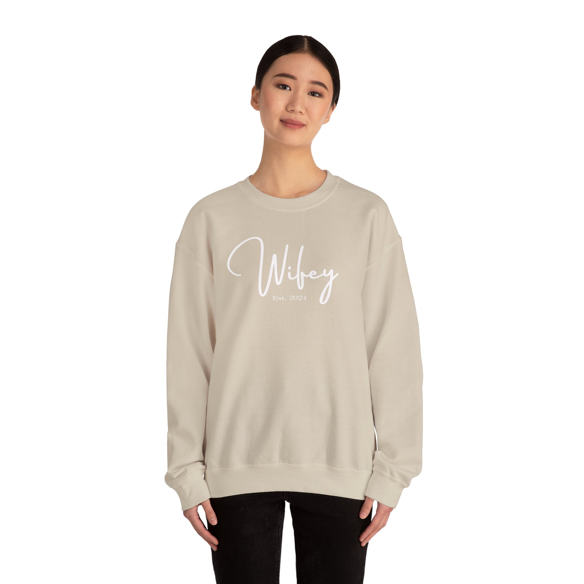 The Wifey Everyday Sweatshirt Bachlor Bachlorette Bachlorette party Couples Crew neck DTG Gift Hubby Men's Clothing Newly wed Newly wed sweatshirt Regular fit Sweatshirts Unisex Valentine's Day Picks Wifey Women's Clothing Sweatshirt