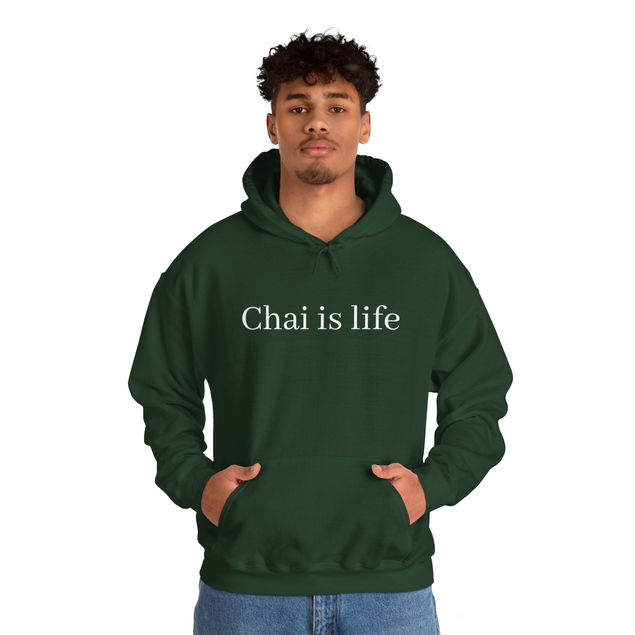 The Chai Life Sweatshirt Forest Green Chai Chai Lover DTG Gift Hoodies Men's Clothing Regular fit Unisex Women's Clothing Hoodie