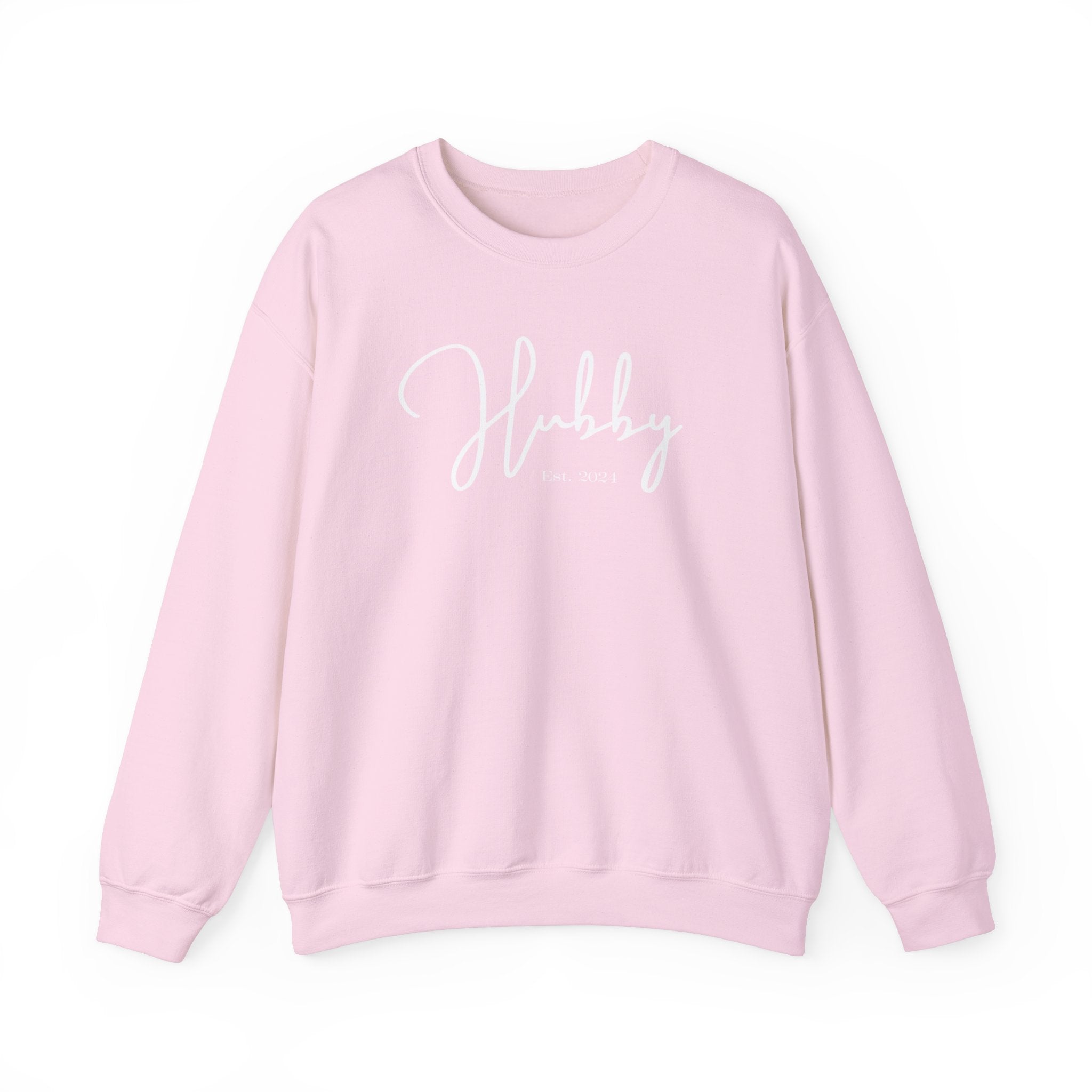 The Hubby Everyday Sweatshirt Light Pink Bachlor Bachlorette Bachlorette party Couples Crew neck DTG Gift Hubby Men's Clothing Newly wed Newly wed sweatshirt Regular fit Sweatshirts Unisex Valentine's Day Picks Wifey Women's Clothing Sweatshirt