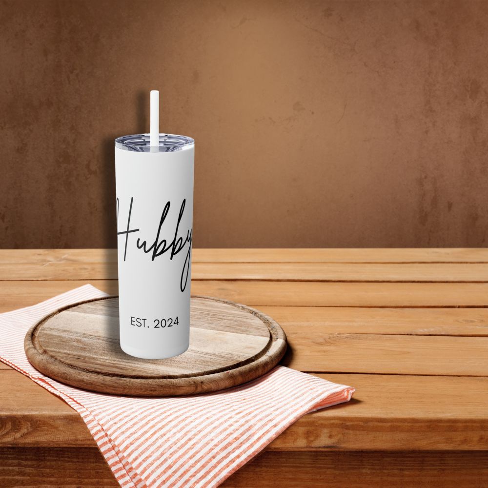 Tumbler for the Hubby with Straw 20 oz Bach Party Bachelor Bachlorette Bottles & Tumblers Classy Convenience Drink Drinks Gift Home & Living husband Outdoor Stainless steel Travel Travel Accessories Tumblers wife Wifey Tumblers